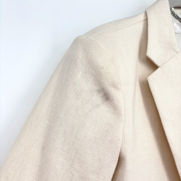 NWT ALC Andrews Cropped Open Blazer Sz 12 Cream Linen Tailored Chic *Flaw - Picture 14 of 16
